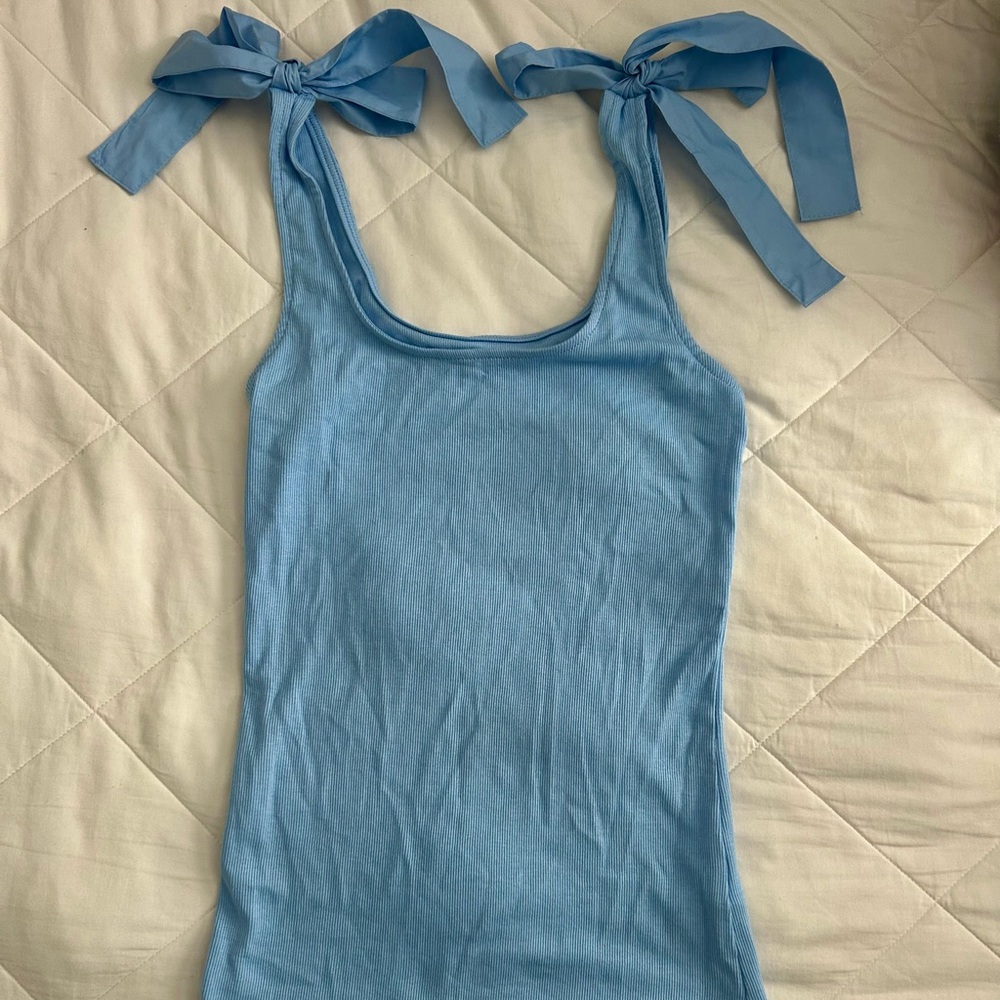 a new day Light Blue Tank Top with Bow Straps